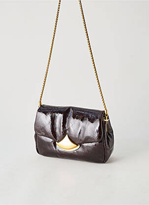 Sac fermeture rabat clipsé forme rectangulaire marron fonce SESSUN femme
