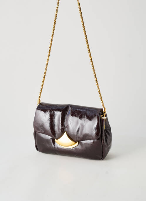 Sac fermeture rabat clipsé forme rectangulaire marron fonce SESSUN femme