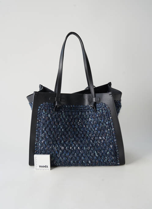 Sac fermeture rabat clipsé forme rectangulaire bleu GIANNI CHIARINI femme