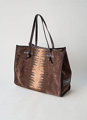Sac fermeture rabat clipsé forme rectangulaire marron GIANNI CHIARINI femme