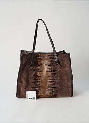 Sac coutures renforcées forme rectangulaire marron GIANNI CHIARINI femme