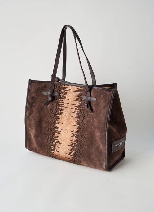 Sac fermeture rabat clipsé forme rectangulaire marron GIANNI CHIARINI femme