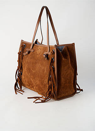 Sac coutures renforcées forme rectangulaire marron GIANNI CHIARINI femme