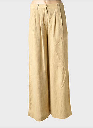 Pantalon large tissage crêpe taille normale beige SEE U SOON femme