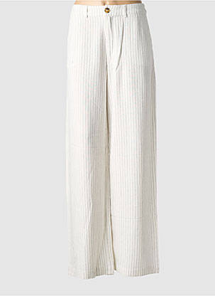 Pantalon large fermeture zippée sous rabat boutonné taille normale blanc RUE MAZARINE femme
