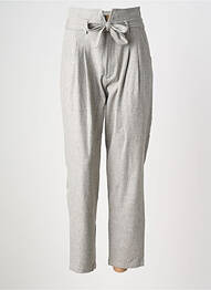 Pantalon droit fermeture zippée sous rabat avec crochet taille normale gris ORFEO femme