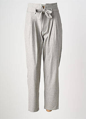 Pantalon droit fermeture zippée sous rabat avec crochet taille normale gris ORFEO femme