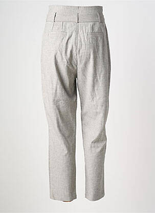 Pantalon droit fermeture zippée sous rabat avec crochet taille normale gris ORFEO femme