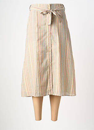 Jupe mi-longue coupe droite beige ORFEO femme