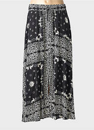 Jupe longue imprimé fantaisie noir LAURE + MAX femme