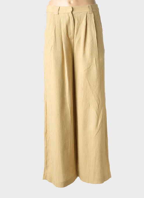 Pantalon large tissage crêpe taille normale beige SEE U SOON femme