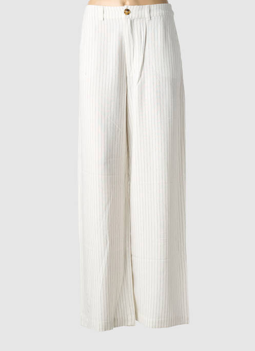 Pantalon large fermeture zippée sous rabat boutonné taille normale blanc RUE MAZARINE femme