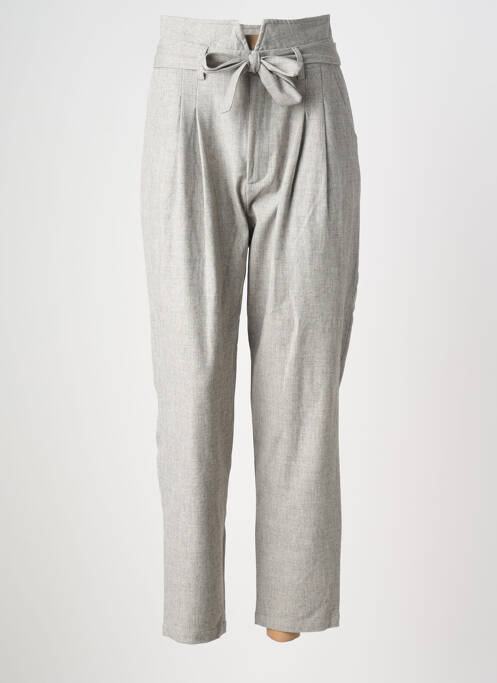 Pantalon droit fermeture zippée sous rabat avec crochet taille normale gris ORFEO femme
