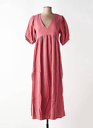 Robe longue manches courtes manches courtes rose LAURE + MAX femme