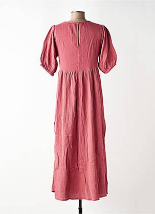 Robe longue manches courtes manches courtes rose LAURE + MAX femme