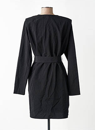 Robe courte tissage crêpe manches longues noir LAURE + MAX femme