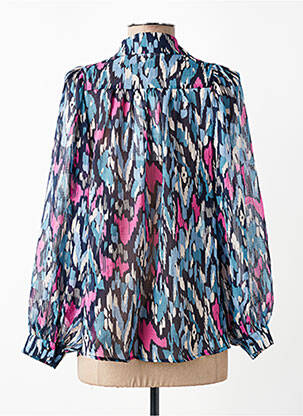 Chemisier tissage crêpe manches longues bleu GRACE & MILA femme