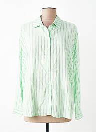 Chemisier tissage popeline manches longues vert GRACE & MILA femme