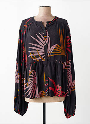 Chemisier tissage crêpe manches longues noir SEE U SOON femme
