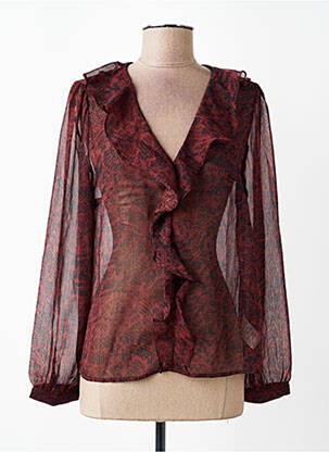 Blouse légère et transparente manches longues rouge GRACE & MILA femme