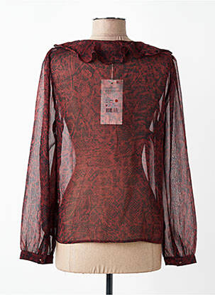 Blouse légère et transparente manches longues rouge GRACE & MILA femme