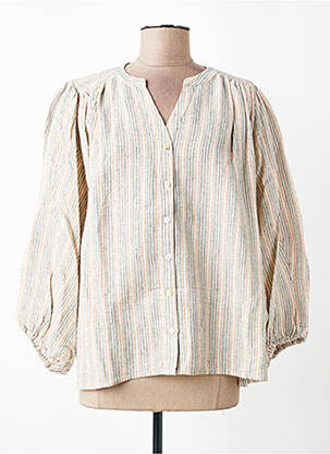 Chemisier tissage crêpe manches 3/4 beige RUE MAZARINE femme
