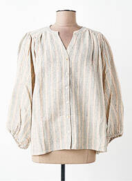 Chemisier tissage crêpe manches 3/4 beige RUE MAZARINE femme