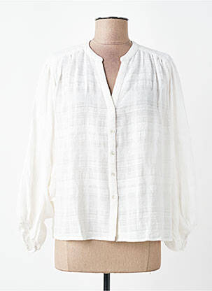Chemisier tissage crêpe manches longues blanc SEE U SOON femme
