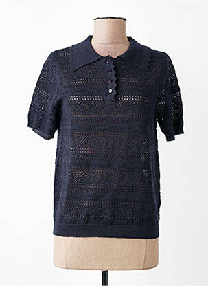 Pull maille ajourée manches courtes bleu RUE MAZARINE femme