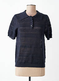 Pull maille ajourée manches courtes bleu RUE MAZARINE femme