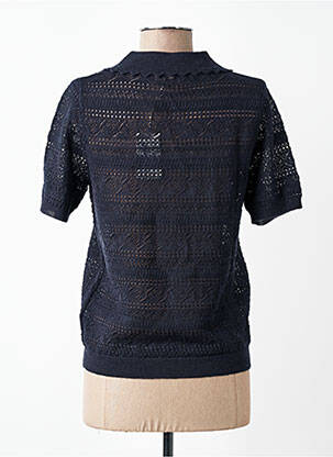 Pull maille ajourée manches courtes bleu RUE MAZARINE femme