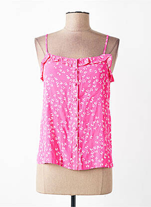 Top tissage crêpe fines bretelles rose GRACE & MILA femme