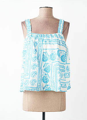 Top col carré fines bretelles bleu GRACE & MILA femme