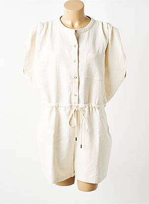 Combishort fermeture boutonnée sur le devant manches courtes beige SEE U SOON femme