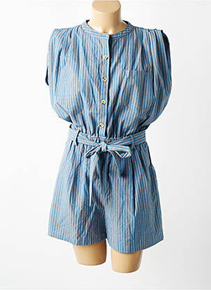 Combishort tissage crêpe manches courtes bleu SEE U SOON femme