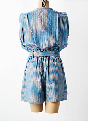 Combishort tissage crêpe manches courtes bleu SEE U SOON femme