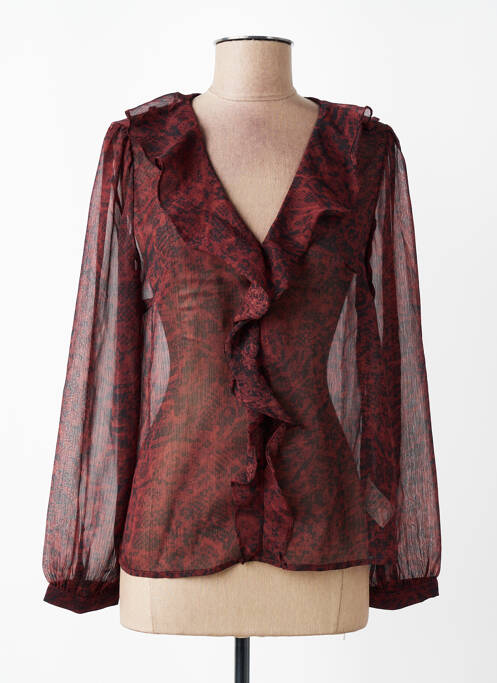 Blouse légère et transparente manches longues rouge GRACE & MILA femme