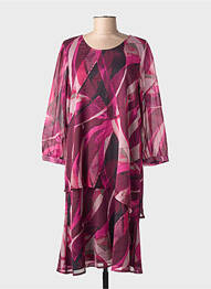 Robe mi-longue imprimé fantaisie manches longues violet SIGNATURE femme