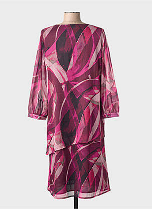 Robe mi-longue imprimé fantaisie manches longues violet SIGNATURE femme
