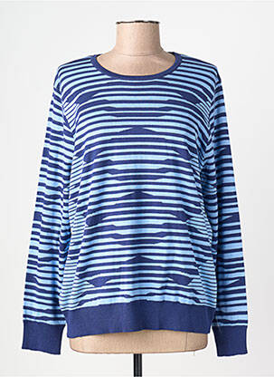 Pull col rond manches longues bleu SIGNATURE femme
