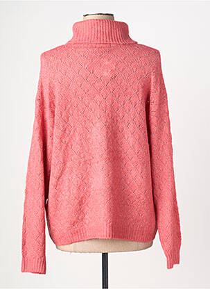 Pull col roulé maille souple et aérée manches longues rose JENSEN femme