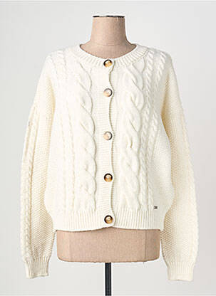 Gilet manches longues col rond blanc BANANA MOON femme