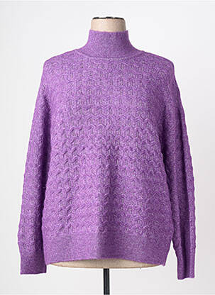 Pull col roulé coupe droite manches longues violet JENSEN femme