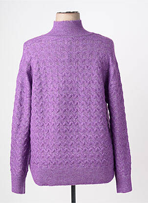 Pull col roulé coupe droite manches longues violet JENSEN femme