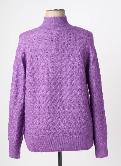 Pull col roulé maille tricot manches longues violet JENSEN femme