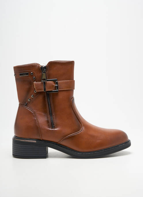 Bottines/boots tissage satiné talon de 4 à 6cm marron LPB femme