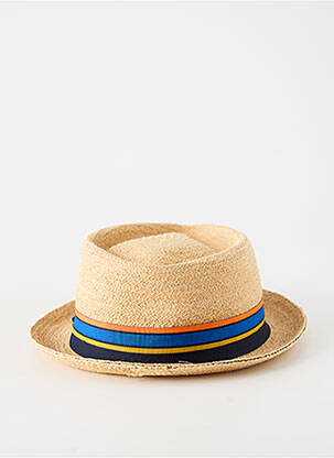 Chapeau imprimé rayures beige STETSON homme