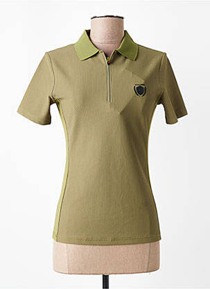 Polo fermeture boutonnée sur le devant manches courtes vert COVALLIERO femme