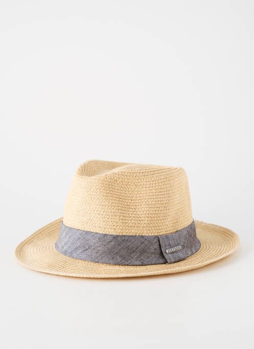 Chapeau imprimé rayures beige STETSON homme
