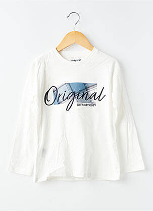 T-shirt coupe droite manches longues blanc MAYORAL fille